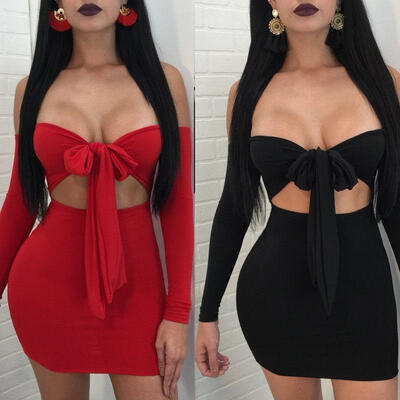 

Sexy Womens Bodycon Long Sleeve Off Shoulder Evening Party Cocktail Mini Dress