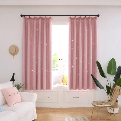 

Solid Star Curtains Hollow Out 2 Layers Curtains 100cm X 200cm