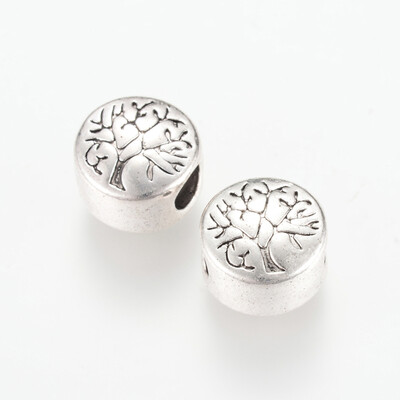 

Tibetan Style Alloy European Beads Large Hole Beads Flat Round with Tree Cadmium Free & Nickel Free & Lead Free