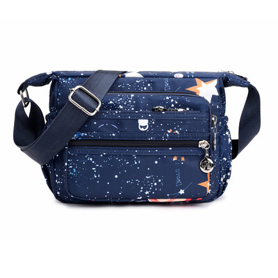 

Nylon Oxford printed one-shoulder bag with star pattern Handbag