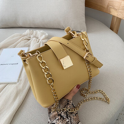 

Summer new texture bag handbag 2019 new Korean fashion wild shoulder Messenger bag chain bucket bag