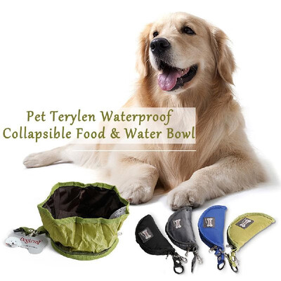 

Pet Terylen Bowl Portable Folding Collapsible Waterproof Food&Water Bowl for Dogs Cats Outdoors Hiking Camping