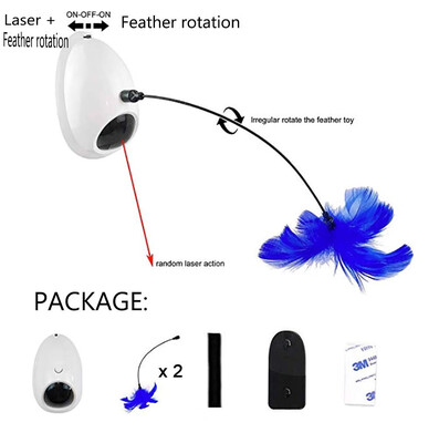 

Ancaixin Interactive Cat Toys with Laser Pointer & Feather 3 in 1 Function Automatic 360° Irregular Rotating Feather Pet Entertain