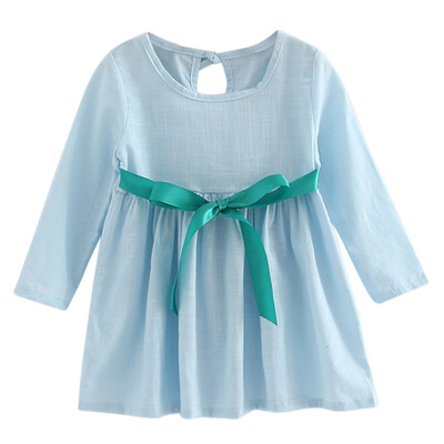 

Kids Girls Long Sleeve Linen Dress Spring Summer Princess Dress