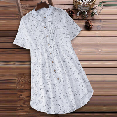 

Starmoon Womens V-Neck Pleated Floral Print Short Sleeve Casual Tops T-Shirt Blouse