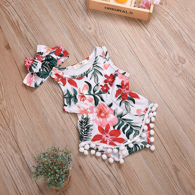 

Summer Infant Toddler Newborn Kids Baby Girls Floral Romper Bodysuit Jumpsuit Headband Outfit Clothes 2PCS Set