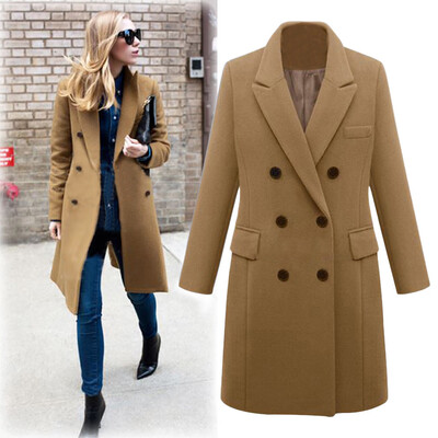 

Roseonmyhand Womens Winter Lapel Wool Coat Trench Jacket Long Parka Overcoat Outwear