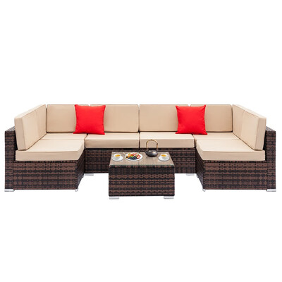 

5pcs Patio PE Rattan Wicker Furniture Set Sofa Set Sectional Furniture Set