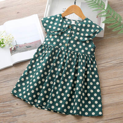 

Toddler Baby Kids Girls Sleeveless Ruffles Dot Print Princess Dresses Clothes