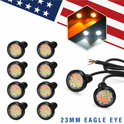

10PCS Eagle Eye Amber&White 23mm 4014 12-LED Switchback Waterproof Foglight US