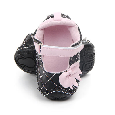 

Autumn Baby Girls Single Shoes Fashion PU Leather Princess Shoes Cute Plaid Butterfly-knot Baby First Walker Shoes
