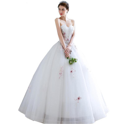 

2018 New Arrival Wedding Dress Custom-made Colorful Flower Plus Size Strapless Wedding Gowns