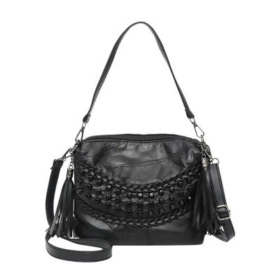 

Rivet Leather Solid Messenger Bag Women Vintage Crossbody Shoulder Bags