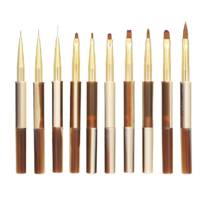 

10pcs UV Gel Acrylic Nail Brushes Kit for False Nail Tips Builder Nail Art Design Painting Liner Pen Set Nail Manicure Tool