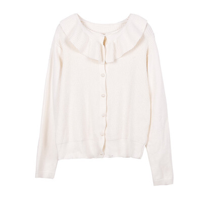 

Fall 2018 collection The sweater Sen is pure color coat female Lotus leaf collar