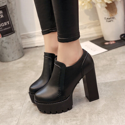 

Princess shoes thick heels super high heels 12 waterproof tables leather shoes single shoes professional womens shoes