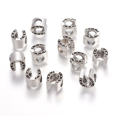 

Tibetan Style Alloy European Large Hole Beads Horseshoe Lead Free Antique Silver 105x9x8mm Hole 5mm