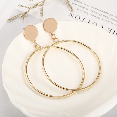 

New Fashion Big Circle Round Drop Earrings for Women Gold Silver Color Earring Party Jewelry Gift Statement Punk Mujer oorbellen