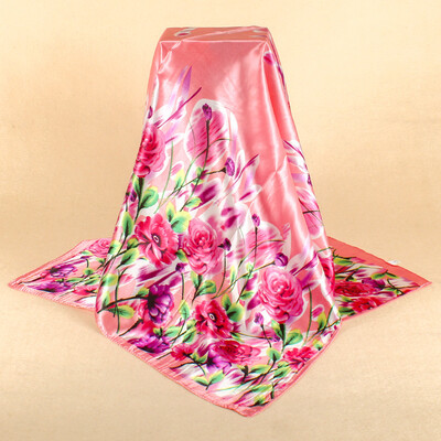 

Simulation silk scarf spot wholesale 90cm satin large square scarf Yiwu scarf factory direct sales special gift