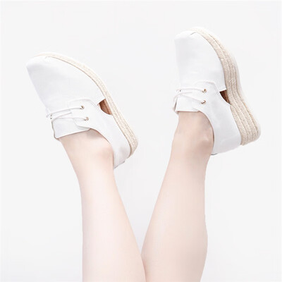 

JO&MARIO solid color flat bottom fashion hemp set foot comfortable breathable canvas casual shoes womens shoes 14628