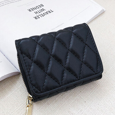 

2019 New Lingge Embroidered Line Wallet Womens Short Small Fresh Korean Multi-Card Folded Change Card Bag