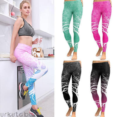 

Women´s Yoga Workout Gym Leggings Tree Print Fitness Stretch Casual Pants