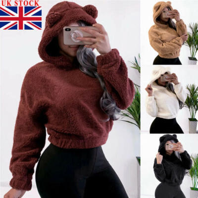 

Womens Winter Fluffy Fur Sweatshirt Hoodie Jumper Cardigan Hooded Tops Pullover