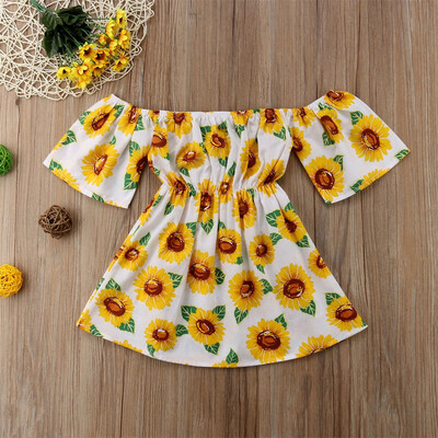 

Summer Toddler Baby Girl Sunflower Skirt Sleeveless Backless Floral Dress Outfit