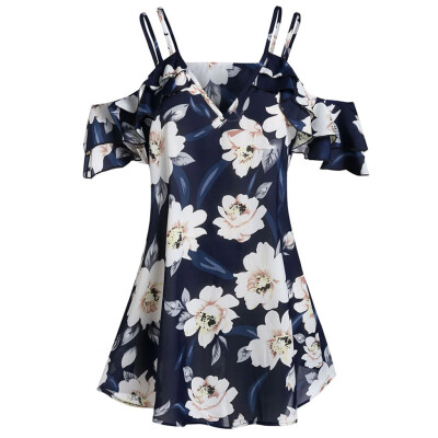 

Roseonmyhand Women Plus Size Casual Printed Floral Off Shoulder Top Blouse Shirt