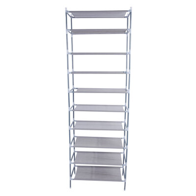

10 Tier Space Saving Storage Organizer Free Standing Shoe Tower Rack
