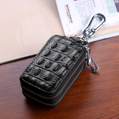 

Casual Cowhide Car Key Wallet Mini Solid Color Keychain Cover With Crocodile Texture​ For Men And Women