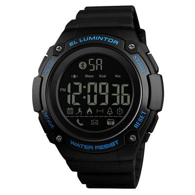 

SKMEI Mens Smart Watch Sports Digital Resin 50 Meter Waterproof Health Monitor Pedometer Dual Time Electronic Watch