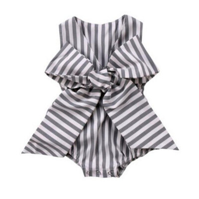 

0-24M 2018 Summer New-arrival Fashion Baby Girls Bow Stripes Adorable Jumpsuit Newborn Casual Bodysuit Baby Clothing