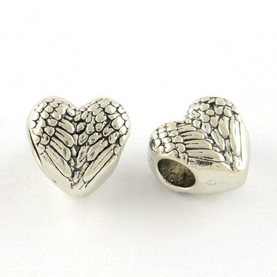 

Tibetan Style Alloy European Beads Heart Large Hole Beads Lead Free Antique Silver 11x115x75mm