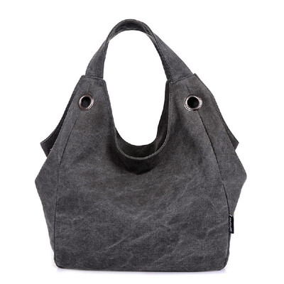 

New Fashion Women Canvas Bag Shoulder Bag Zipper Closure Solid Color Handbag