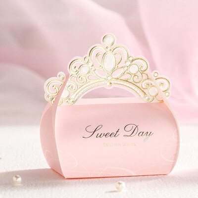 

FUNNYBUNNY New Pink Gold Crown Laser Cut Wedding Favour Boxes Party Gift Candy Bags Boxes