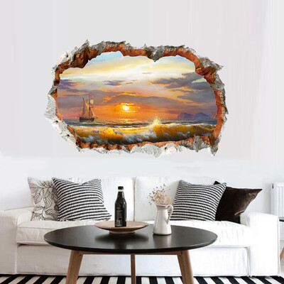 

Removable 3D Golden Ocean Beach Pattern PVC Wall Sticker