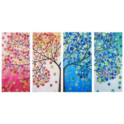 

4pcsSet 5D DIY Special Shaped Diamond Painting Tree Cross Stitch Embroider