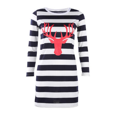 

Autumn Family Matching Clothing Mother Daughter Stripe Long Sleeve Dress