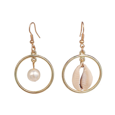 

Ethnic Women Simple Pearl Drop Earrings Summer Boho Jewelry Handmade Natural Sea Shell Earrings For Girls