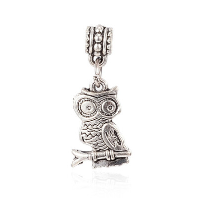 

Tibetan Style Alloy European Dangle Pendants Owl Antique Silver 35mm Hole 4mm