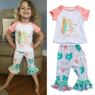 

3Pcs Girls Kids Flower T-Shirt TopsShorts Pants Outfits Summer Clothes Headband