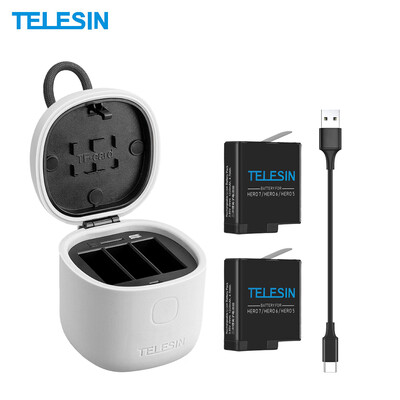 

TELESIN Allin Box Camera Battery Charger Kit Set with 2 Pcs Batteries Support Storage Charging TF Card Reader Portable Chargin