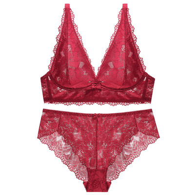 

Toponeto Sexy Fashion Women Ultra-thin Ring-free Lace Vest type Bra Underwear Suit