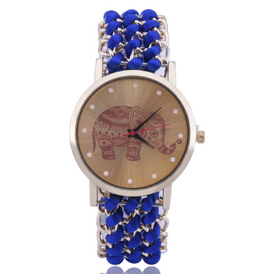 

Explosion models woven stretch rope ladies elephant watch simple scale student quartz watch