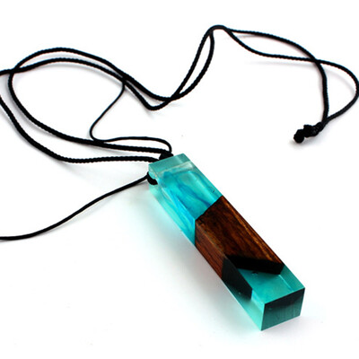 

Fashion Resin Wood Colorful Pendant Handmade Chain Sweater Necklace Rope Chain