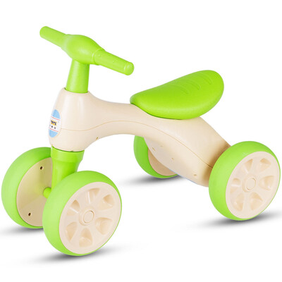 

Baby Balance Bike No Pedal Bicycle Children Walker 4 Wheels w Sound & Storage-Green