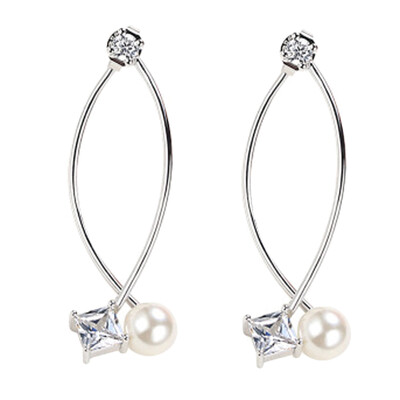 

Fashion Women 925 Sterling Silver Jewelry Angel Wings Crystal Ear Stud Earrings