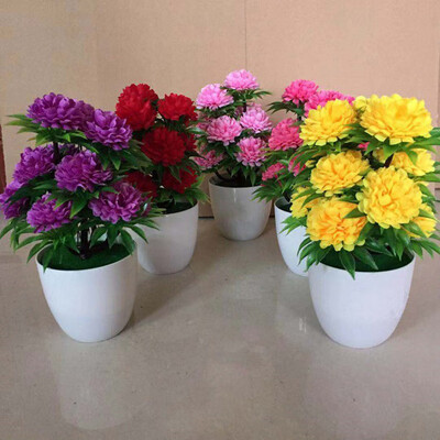 

1Pc Artificial Chrysanthemum Bonsai Potted Plant Landscape Home Floral Decor