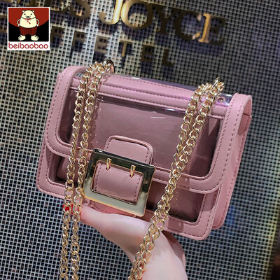 

Transparent bag woman 2019 new jelly chain small square bag ins super fire net red single shoulder oblique satchel bag